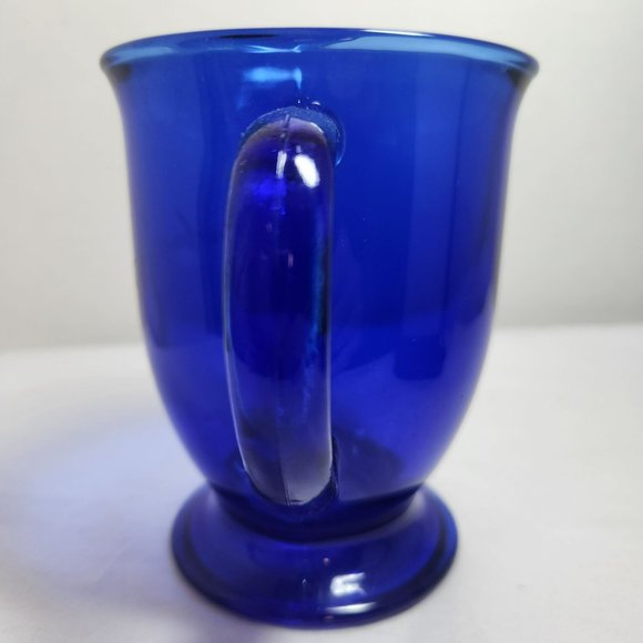 STARBUCKS by Anchor Hocking Large Cobalt Blue Pedestal Mug Made in USA - Picture 4 of 6